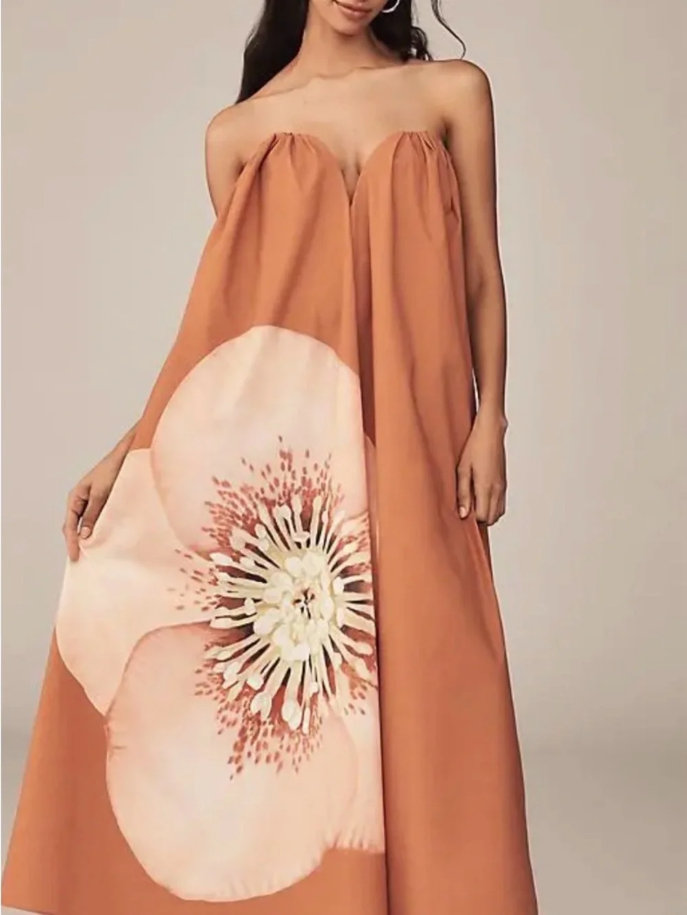 NWT Shiloh Strapless Floral Maxi Dress in Tangerine Rose Bloom - Picture 1 of 6